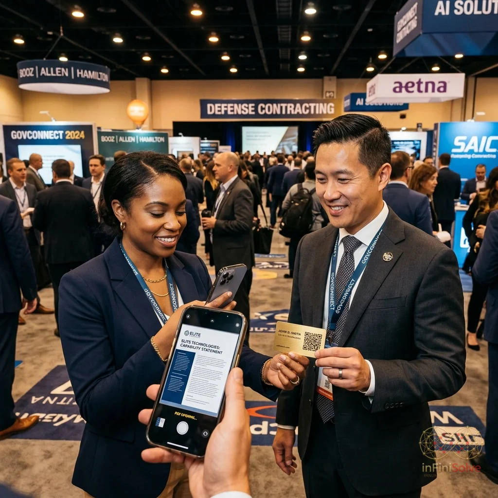 Executives scanning a QR code to view a digital capability statement