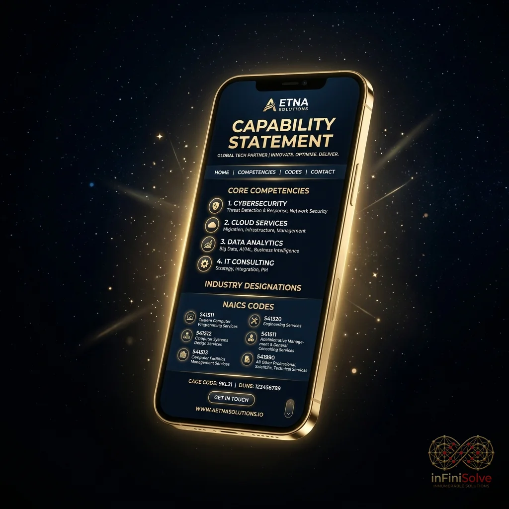 Glowing golden smartphone displaying a mobile capability statement